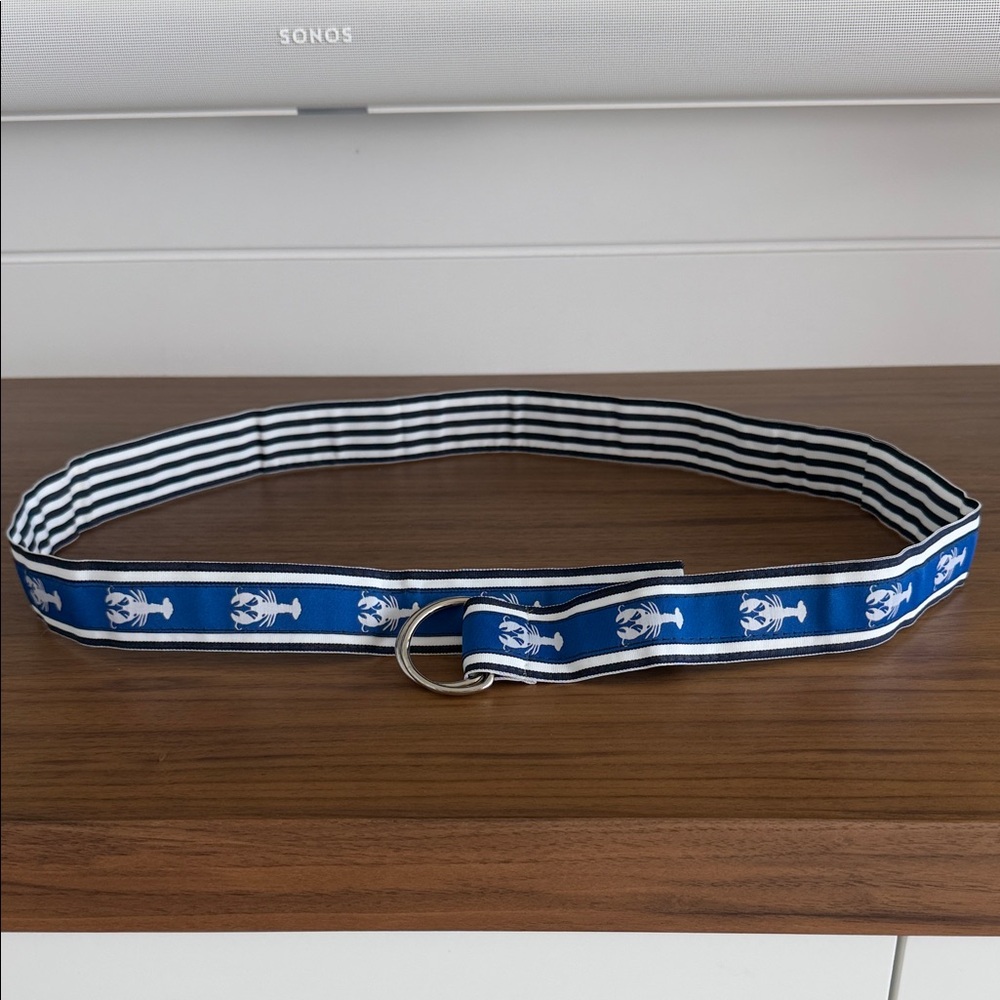 Double Sided Blue and White Striped/ Lobster Men's Belt